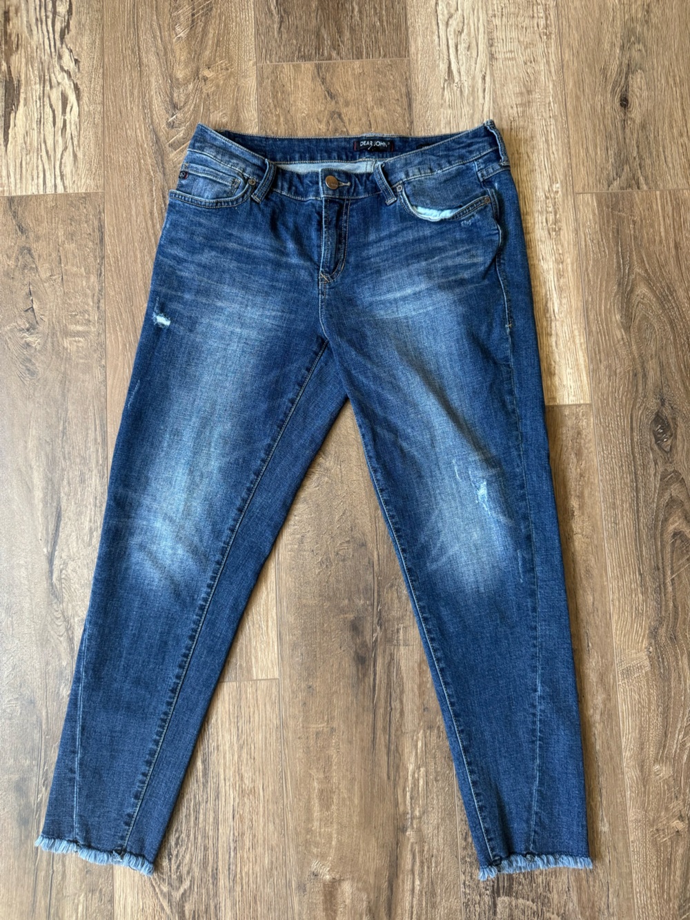 Dear John Slim Straight Blue Distressed Jeans - Picture 1 of 4